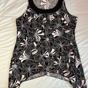 Carole Little Black Tank with Pale Pink Floral Print